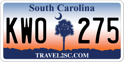 SC license plate KWO275