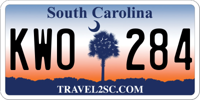 SC license plate KWO284