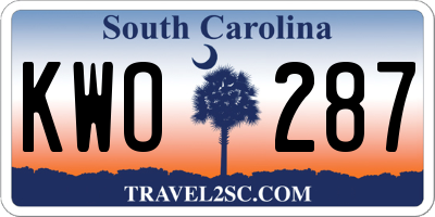 SC license plate KWO287