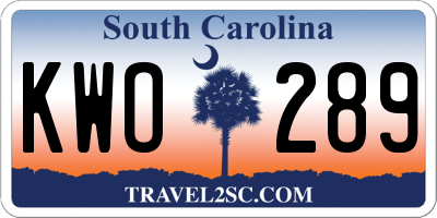 SC license plate KWO289