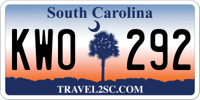 SC license plate KWO292