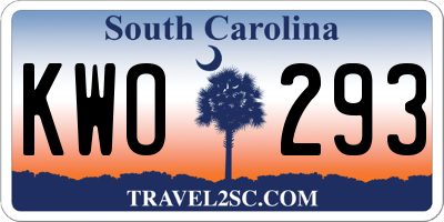 SC license plate KWO293