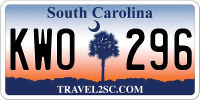 SC license plate KWO296