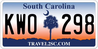 SC license plate KWO298