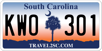 SC license plate KWO301