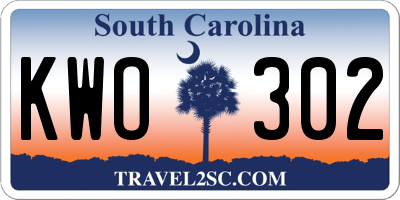 SC license plate KWO302
