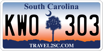SC license plate KWO303