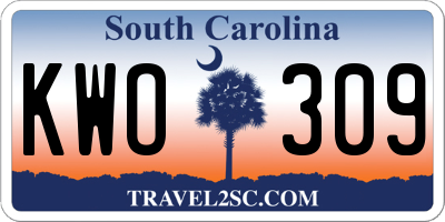 SC license plate KWO309