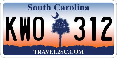 SC license plate KWO312