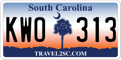 SC license plate KWO313