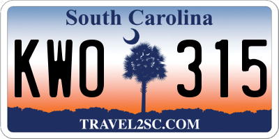 SC license plate KWO315