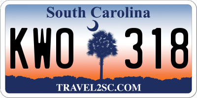 SC license plate KWO318