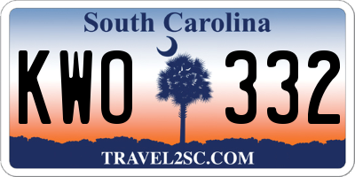 SC license plate KWO332