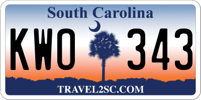 SC license plate KWO343