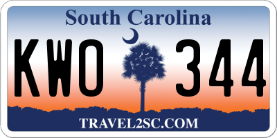 SC license plate KWO344