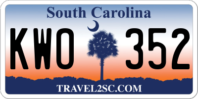SC license plate KWO352