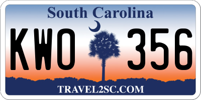 SC license plate KWO356