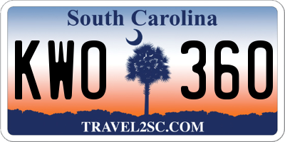 SC license plate KWO360