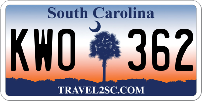 SC license plate KWO362
