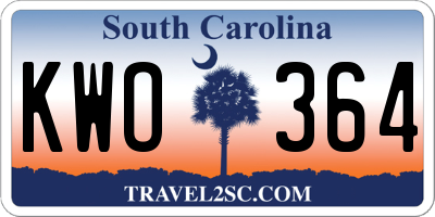 SC license plate KWO364