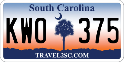 SC license plate KWO375