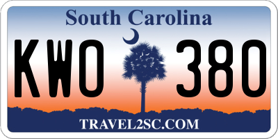 SC license plate KWO380