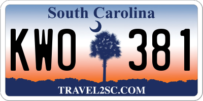SC license plate KWO381