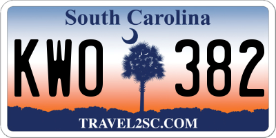 SC license plate KWO382