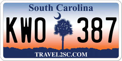 SC license plate KWO387
