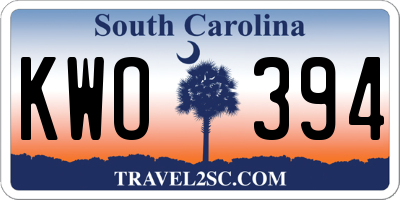 SC license plate KWO394