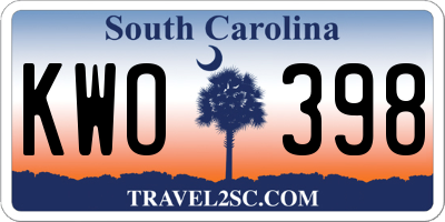 SC license plate KWO398