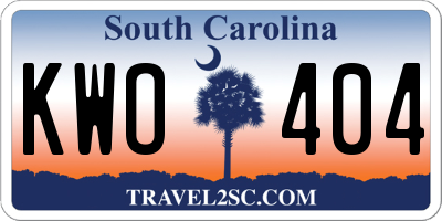 SC license plate KWO404