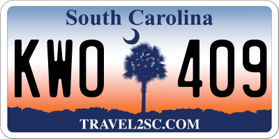 SC license plate KWO409