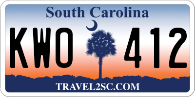 SC license plate KWO412