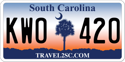SC license plate KWO420