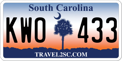 SC license plate KWO433