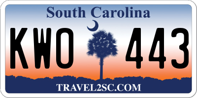 SC license plate KWO443
