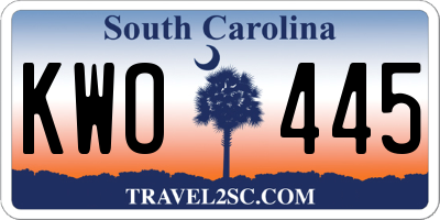 SC license plate KWO445