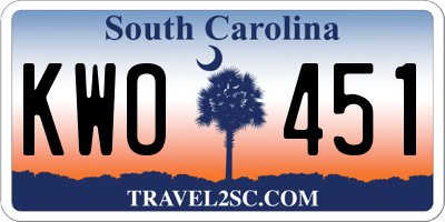 SC license plate KWO451