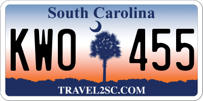 SC license plate KWO455