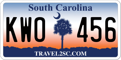 SC license plate KWO456