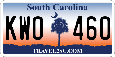 SC license plate KWO460