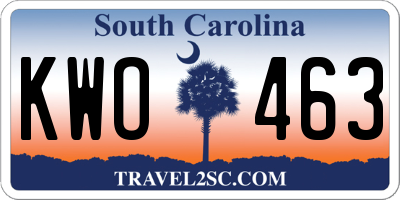 SC license plate KWO463