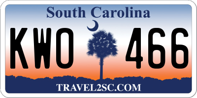 SC license plate KWO466