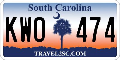 SC license plate KWO474