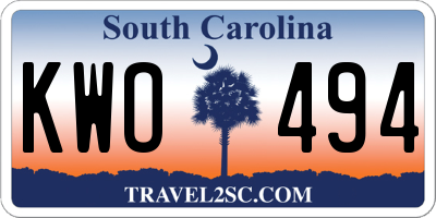 SC license plate KWO494