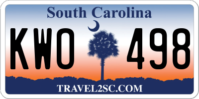 SC license plate KWO498