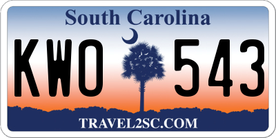 SC license plate KWO543