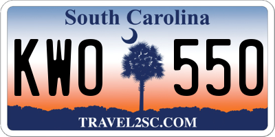 SC license plate KWO550