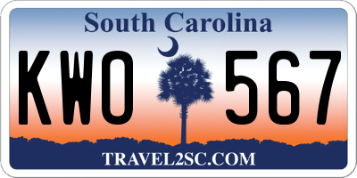 SC license plate KWO567